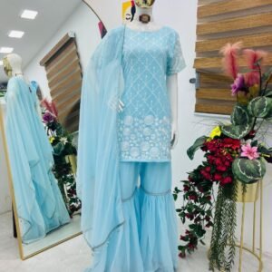 New Designer Party Top Pallazzo & Dupatta Set